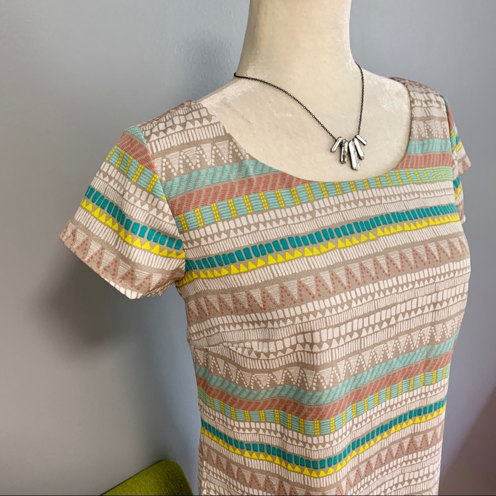 As U Wish Geometric Striped Shift Dress D2 - Picture 3 of 8